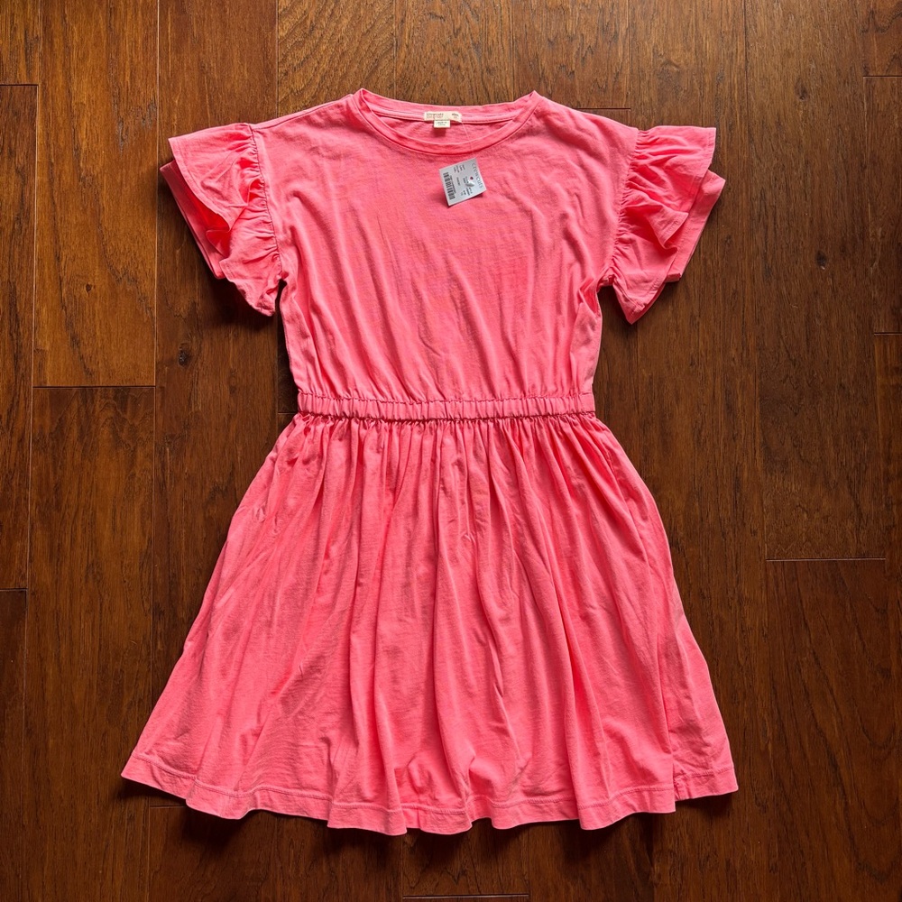 Crewcuts Neon Pink Ruffle Sleeve Dress Girls | Size 10 | NWT